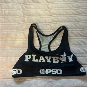 PSD Black Sports Bra with Playboy Logo